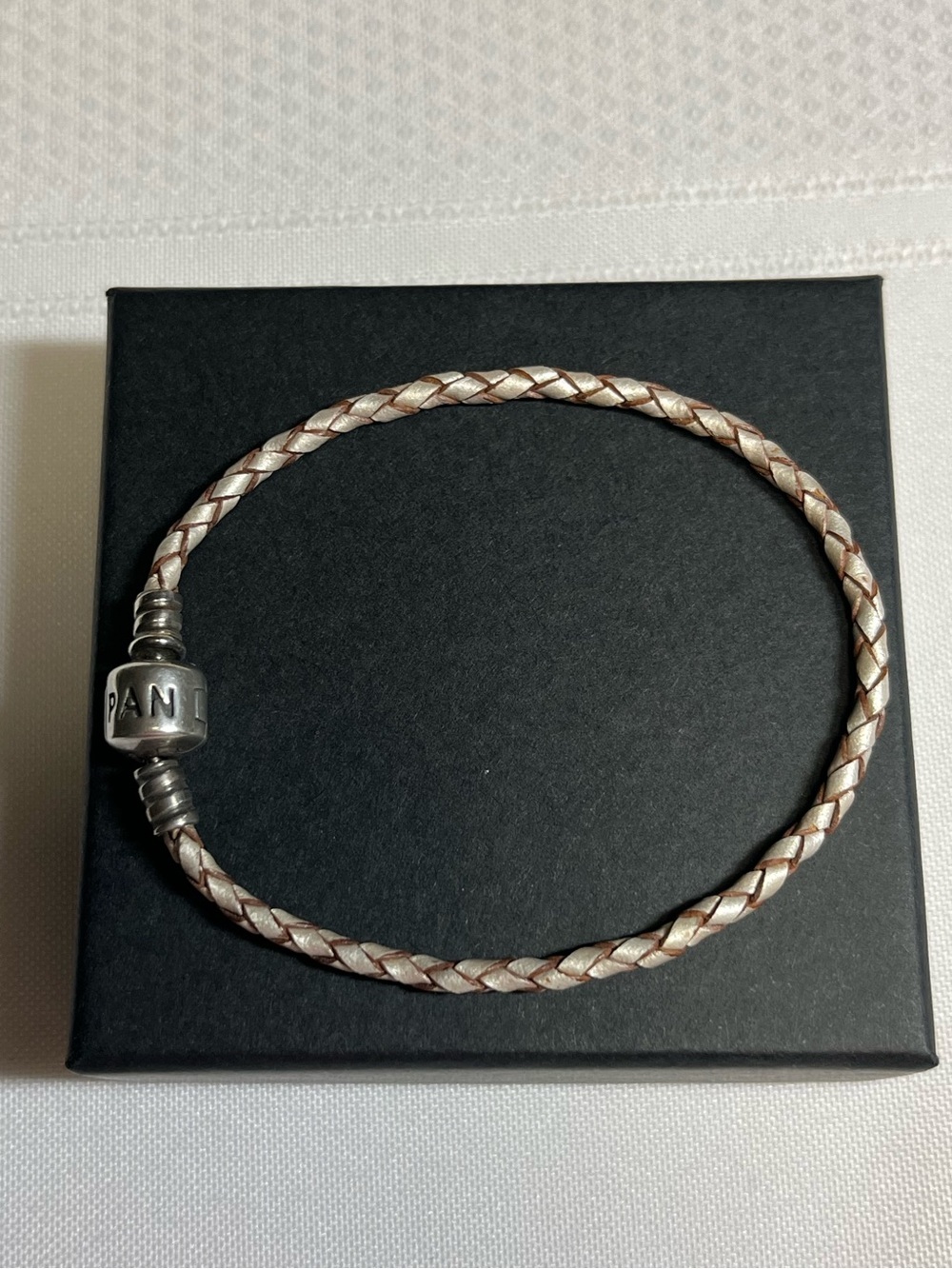 Pandora sterling silver leather bracelet